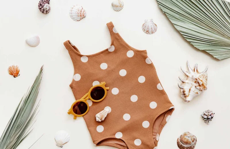 Dotted design summertime swimsuit collection for toddlers